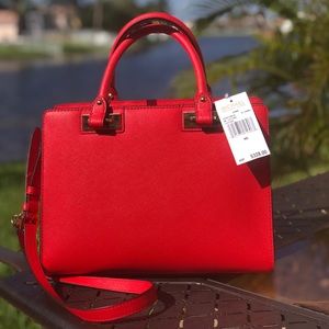 Michael Kors red leather Quinn bag